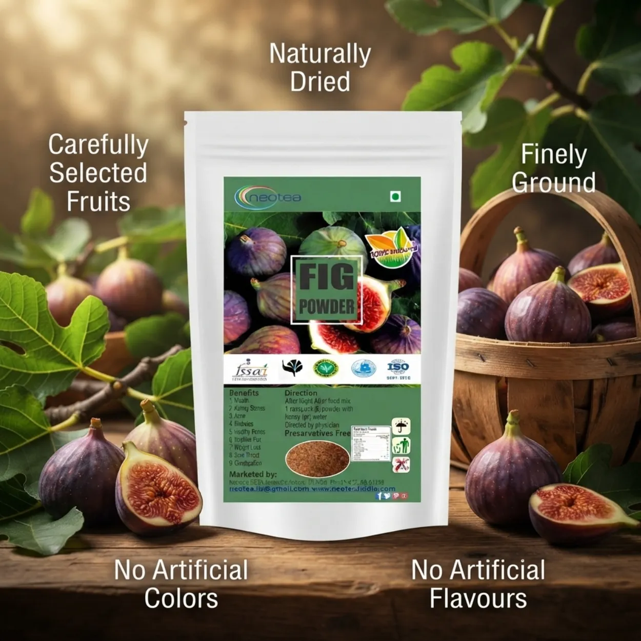 Fig Powder 100% Natural Dried Fig Powder | Anjeer Powder | Rich in Natural Fibre | Supports Digestive Wellness & Daily Nutrition | No Added Preservatives | Herbal Wellness Powder