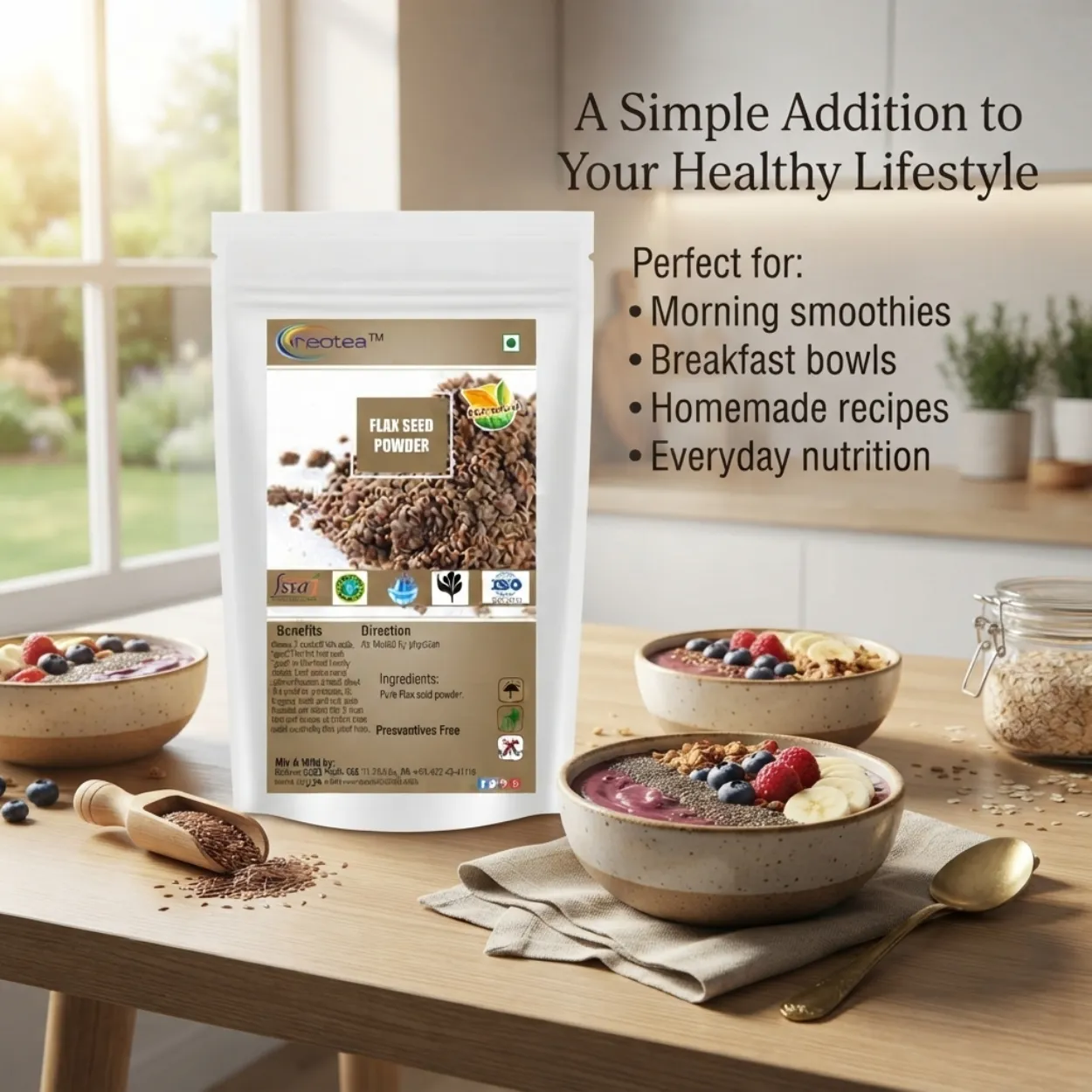 Flax Seed Powder | 100% Natural & Pure Alsi Powder | Ground Flax Seeds for Smoothies, Breakfast, Baking & Everyday Wellness | Plant-Based Superfood