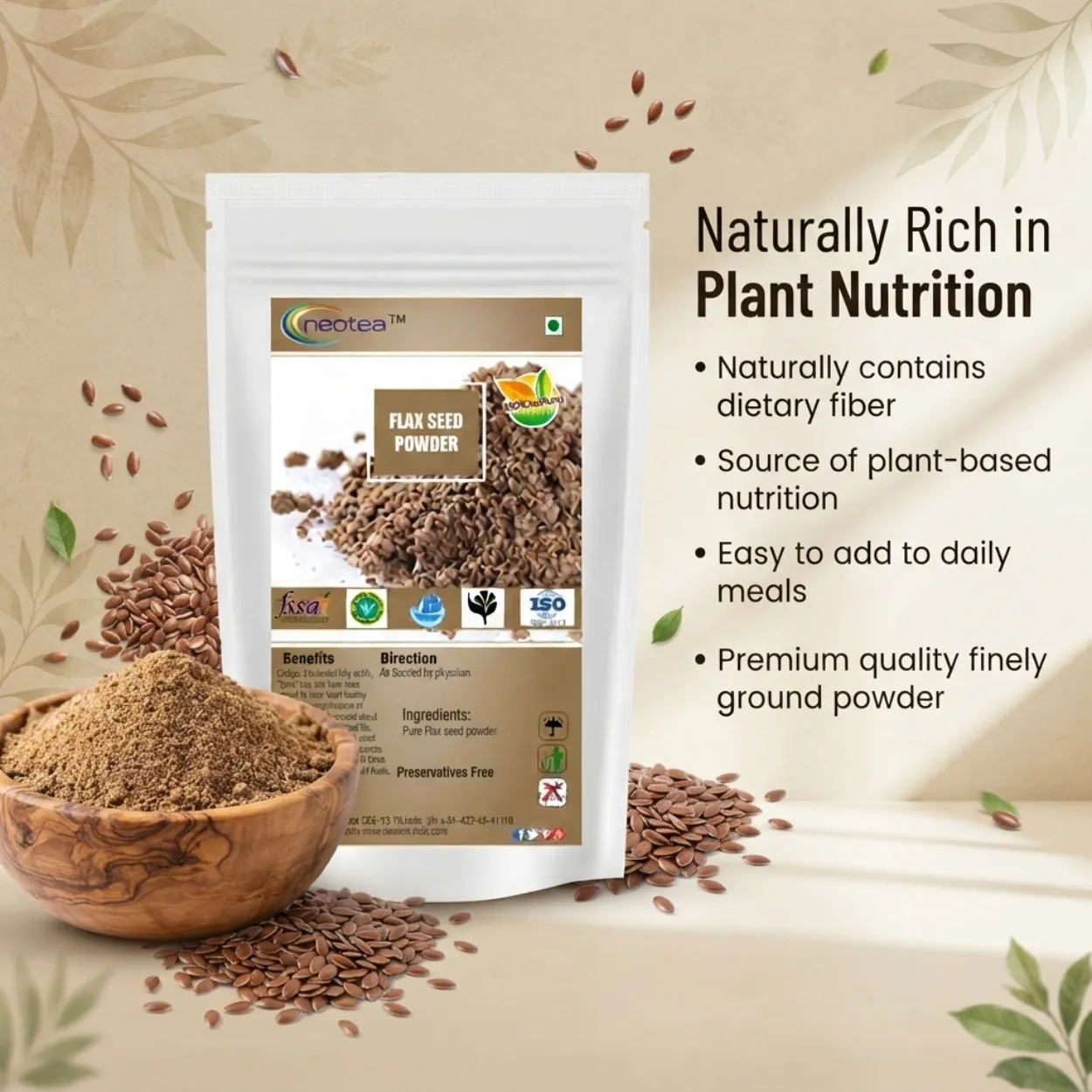 Flax Seed Powder | 100% Natural & Pure Alsi Powder | Ground Flax Seeds for Smoothies, Breakfast, Baking & Everyday Wellness | Plant-Based Superfood