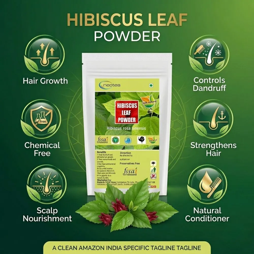 Hibiscus Leaf Powder | 100% Natural Dried Hibiscus Leaves Powder | Herbal Leaf Powder for Traditional Wellness & Personal Care | Pure Plant-Based Ingredient