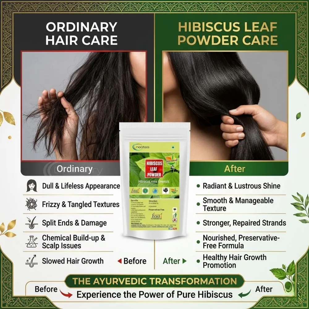 Hibiscus Leaf Powder | 100% Natural Dried Hibiscus Leaves Powder | Herbal Leaf Powder for Traditional Wellness & Personal Care | Pure Plant-Based Ingredient