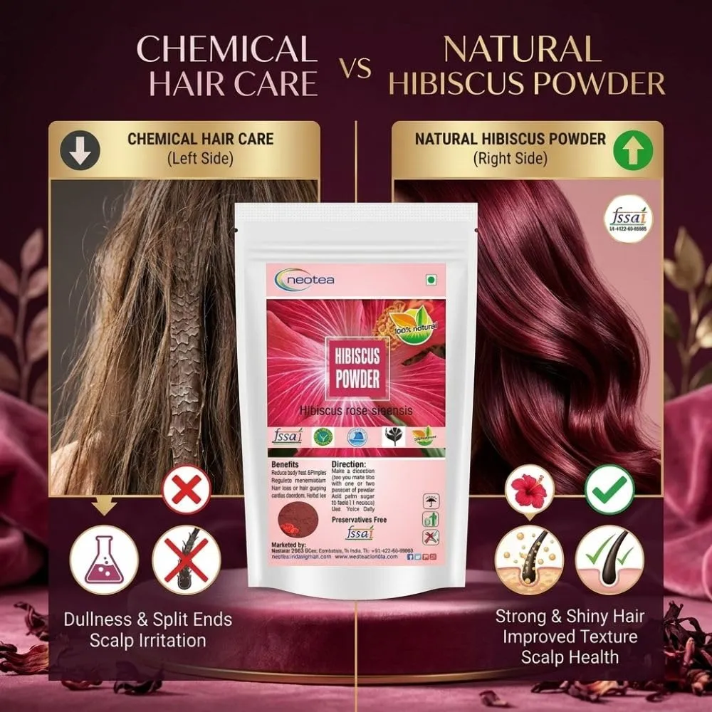 Hibiscus Flower Powder 100% Natural Dried Hibiscus Flowers | Herbal Floral Powder for Hair & Skin Care, DIY Face & Hair Packs, Natural Wellness & Beauty Care