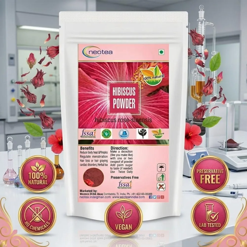 Hibiscus Flower Powder 100% Natural Dried Hibiscus Flowers | Herbal Floral Powder for Hair & Skin Care, DIY Face & Hair Packs, Natural Wellness & Beauty Care