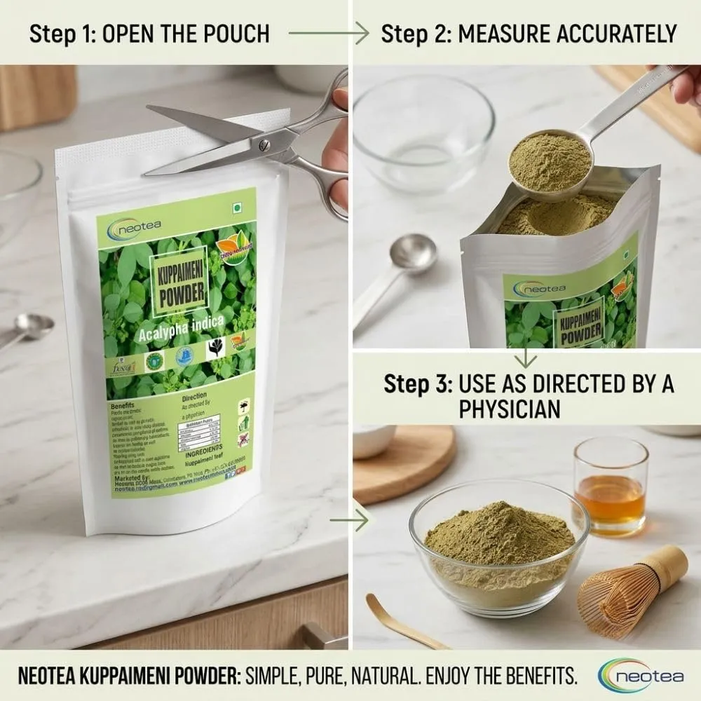 Indian Acalypha Indica | Kuppaimeni Leaf Powder 300 GM | Ayurveda Herbal Skin & Hair Care | 100% Natural & Chemical-Free | Helps in Skin Allergy, Pimples, and Detox | Pure Indian Nettle Powder