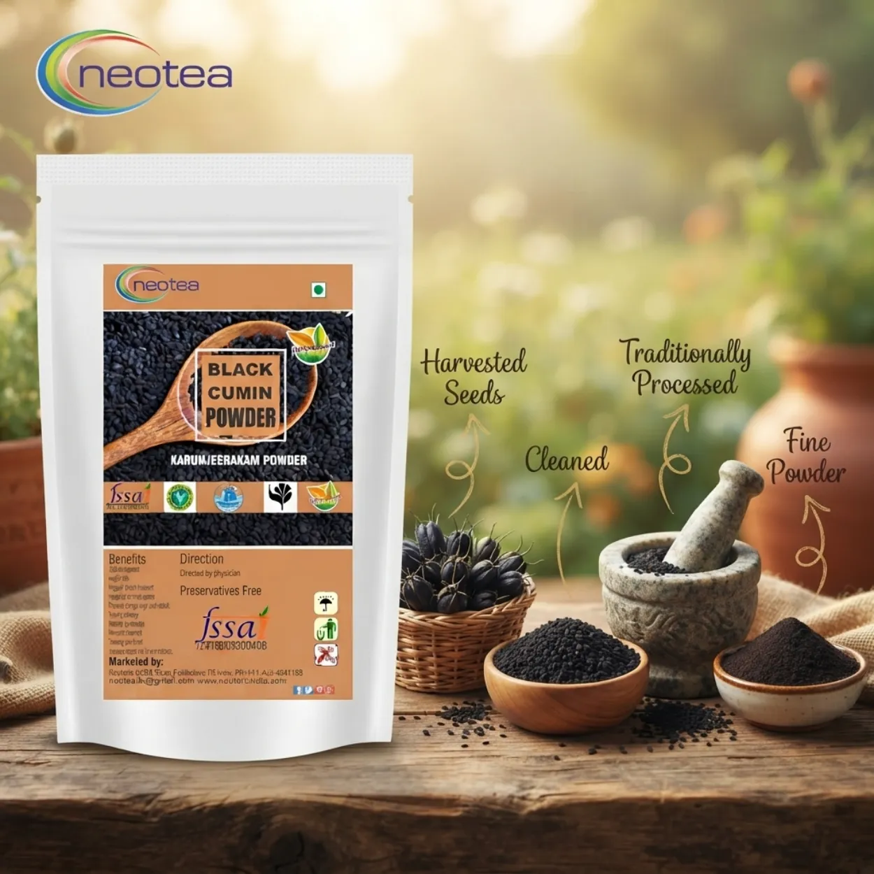 Karunjeeragam Powder | Black Cumin Seed Powder | Nigella Sativa | 100% Natural Herbal Powder | Traditionally Used Spice & Wellness Ingredient