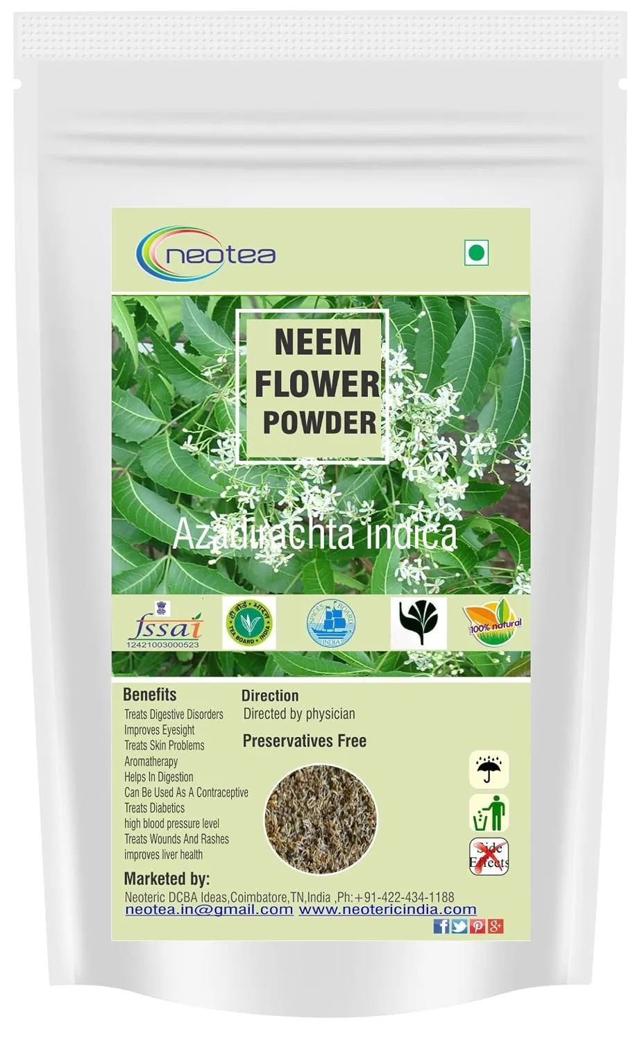 Neem Flower | Veppam Poo Powder | Indian Lilac Flower, Ariyaveppu, Vepa Puspam, Neem phool | Good For Eyesight and Skin| Reach in Antioxidants | For Tea, Eating, Skin Care, Hair Care & Health Benefits | Powder