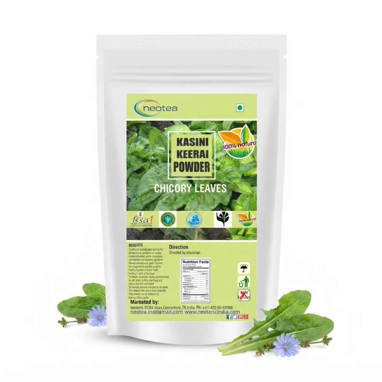 Kasini Keerai Powder | Chicory Greens Powder | Cichorium Intybus Leaf Powder | 100% Natural Herbal Powder | Traditional Wellness Ingredient | Easy to Use