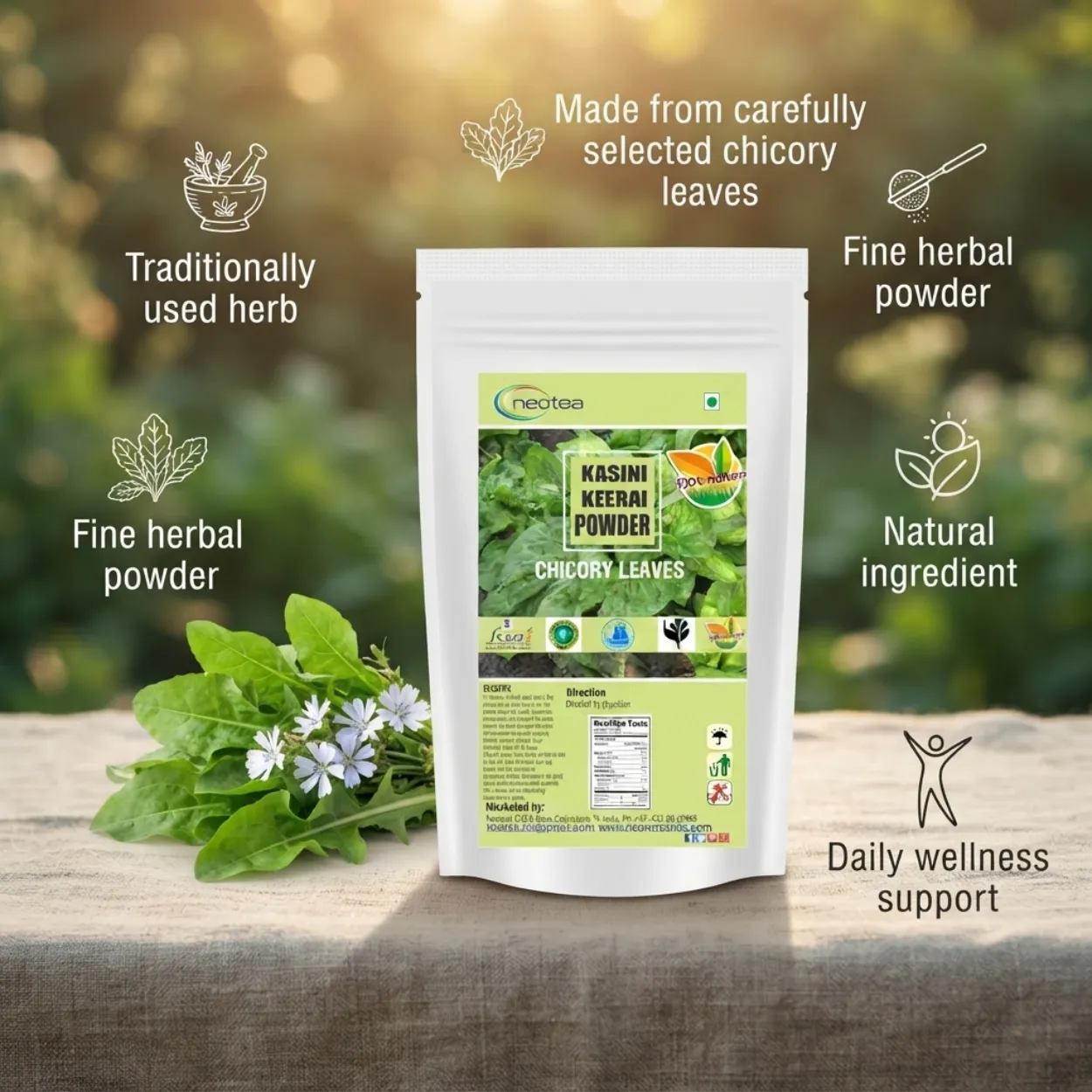 Kasini Keerai Powder | Chicory Greens Powder | Cichorium Intybus Leaf Powder | 100% Natural Herbal Powder | Traditional Wellness Ingredient | Easy to Use
