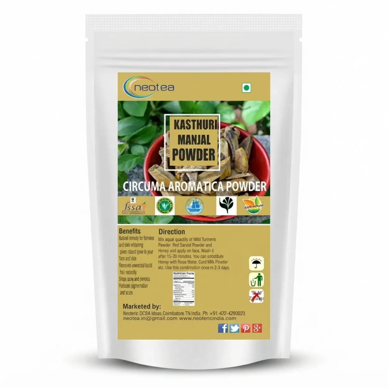 Kasthuri Manjal Powder 100% Natural Wild Turmeric Kasturi Haldi Powder for Skin Care, Traditional Herbal Beauty Care, Face Pack & Bath Rituals, Pure Kasthuri Manjal