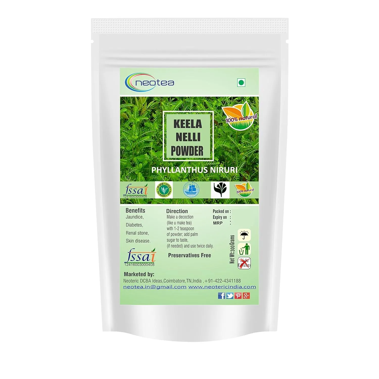 Keelanelli Powder | 100% Natural Pure Keelanelli Herb | Bhumyamalaki Powder | Phyllanthus Niruri | Traditional Ayurvedic Herbal Powder | No Preservatives