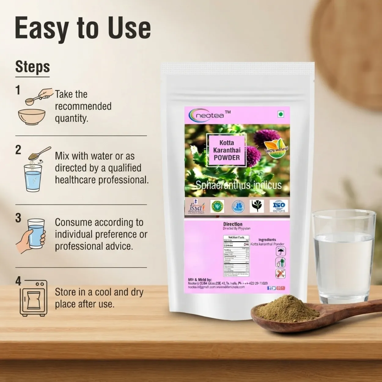 Kotta Karanthai Powder | Natural Herbal Powder | Traditional Indian Herb | Pure Kotta Karanthai | Ayurvedic Wellness Ingredient | 100% Natural