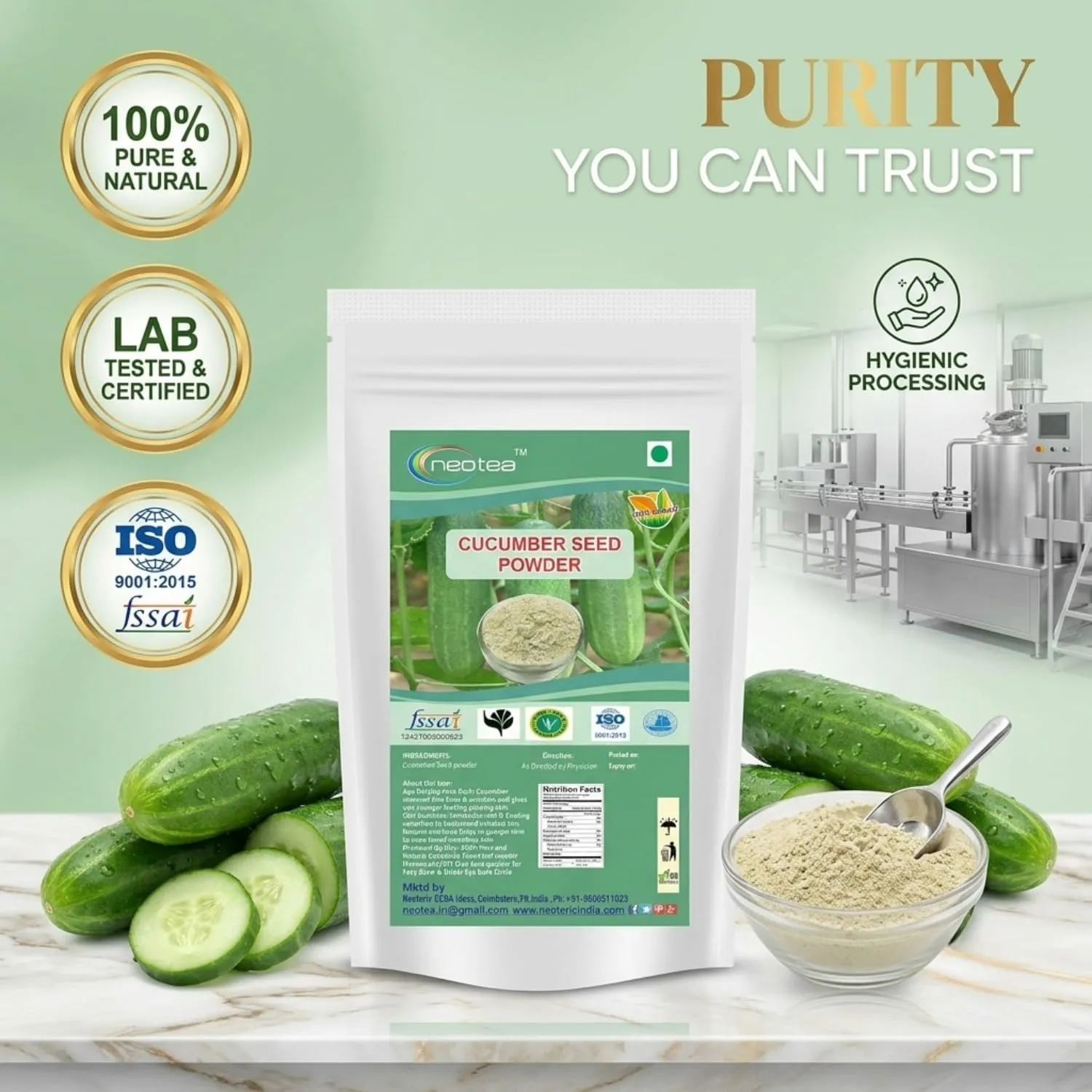 Cucumber Seed Powder 100% Natural, Finely Ground Cucumber Seeds Powder, Plant-Based Ingredient for Smoothies, Drinks, Porridge & Traditional Recipes, Carefully Processed & Packed