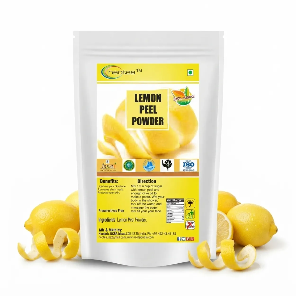 Lemon Peel Powder 100% Natural Dried Lemon Peel Powder | Citrus Peel Powder for DIY Beauty & Wellness | Rich in Natural Citrus Aroma | No Preservatives | Herbal Ingredient