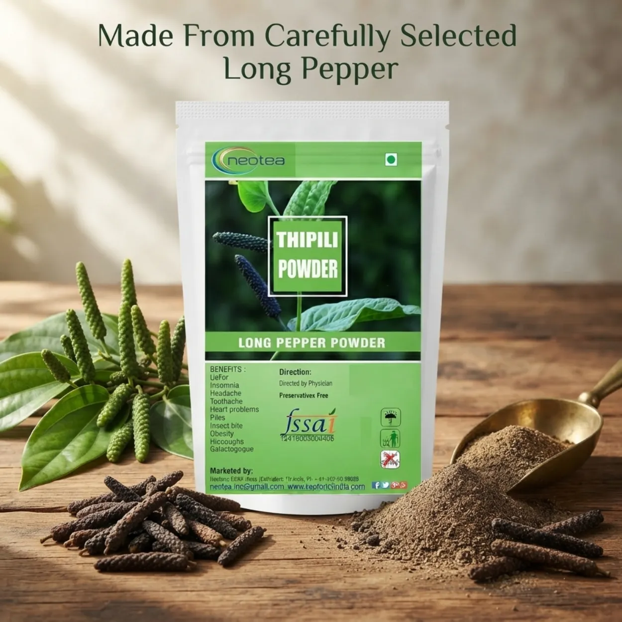 Long Pepper Powder | Pippali Powder | Indian Long Pepper Spice | Natural Herbal Powder for Traditional Recipes & Wellness | Premium Quality | 100% Natural