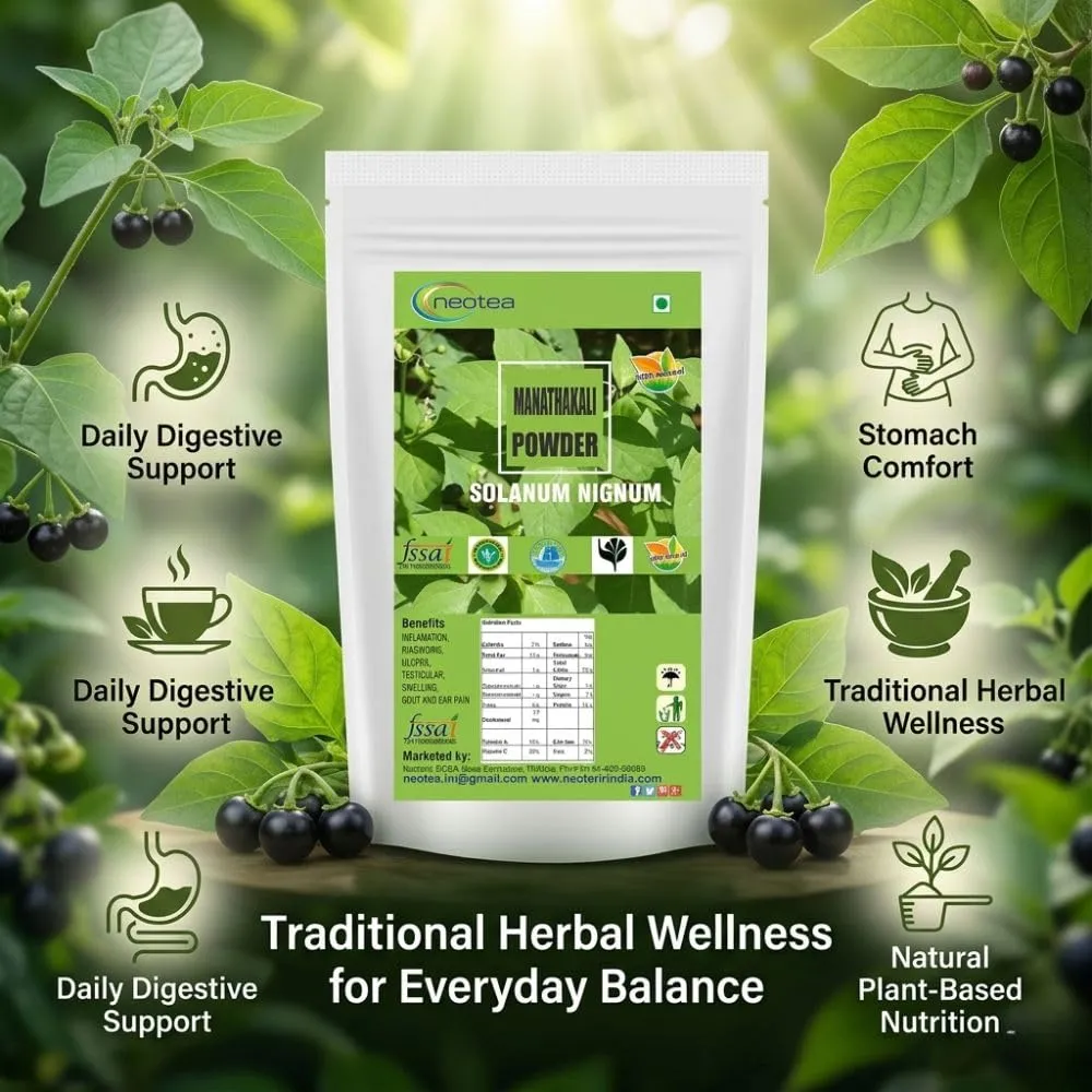 Manathakkali Powder | Black Nightshade Herbal Leaf Powder | Solanum Nigrum | 100% Natural Plant-Based Ingredient | Traditional Wellness & Culinary Use