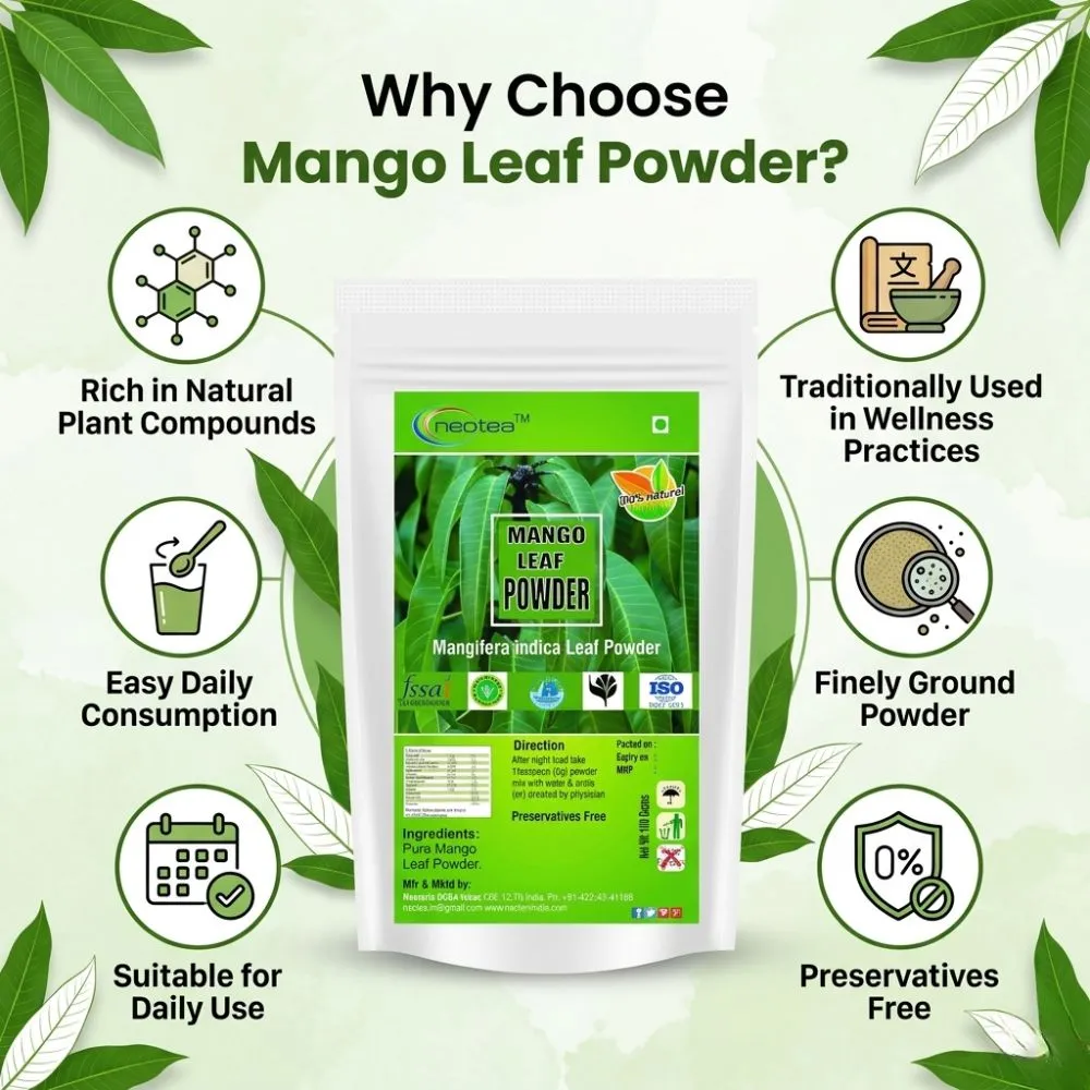 Mango Leaf Powder 100% Natural Dried Mango Leaves Powder | Herbal Leaf Powder for Traditional Wellness, Daily Herbal Use & Natural Lifestyle | Pure Mango Leaf Powder