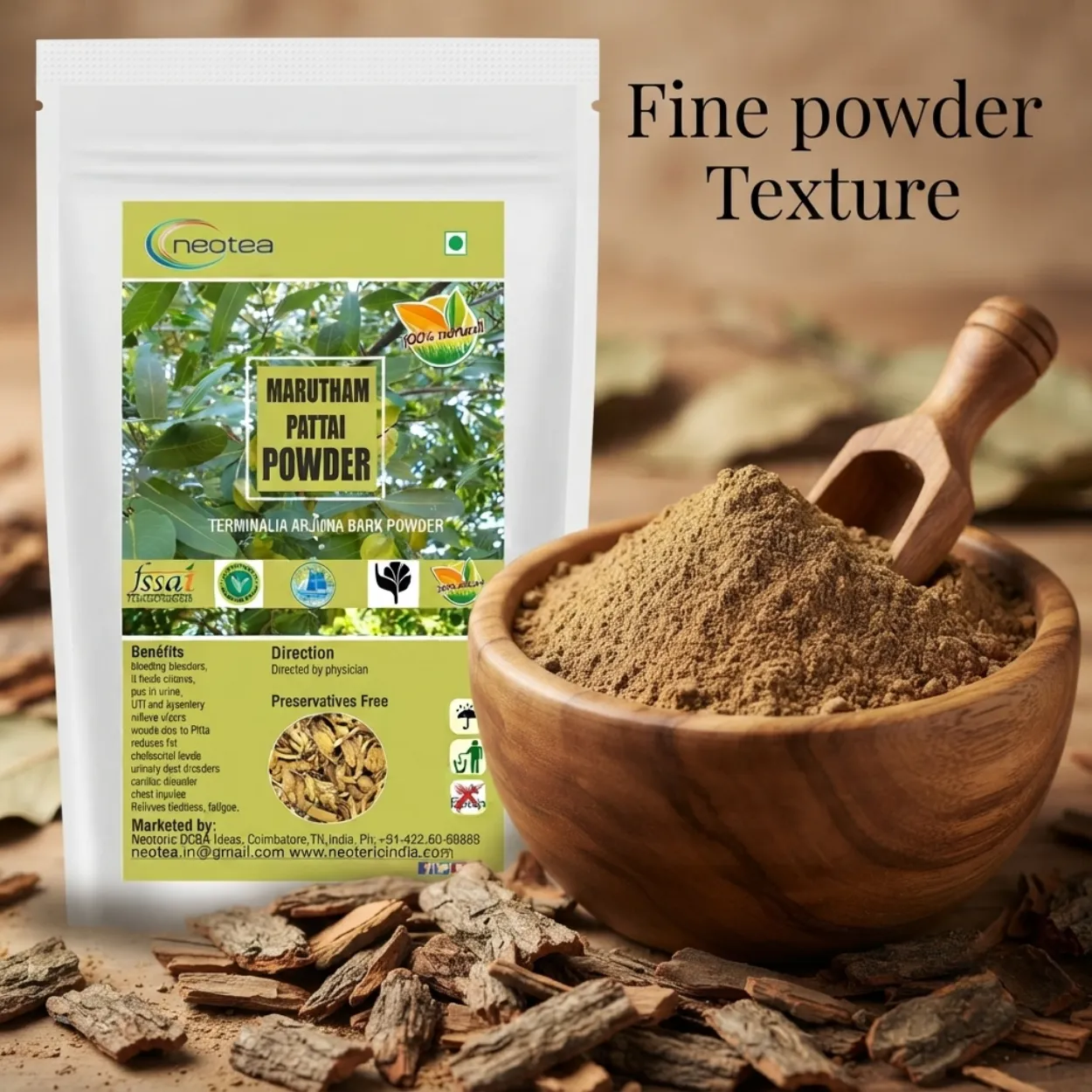 Marutham Pattai Powder | Marutham Pattai Herbal Powder | Terminalia Arjuna Bark Powder | Natural Ayurvedic Herb | Traditionally Used Herbal Ingredient