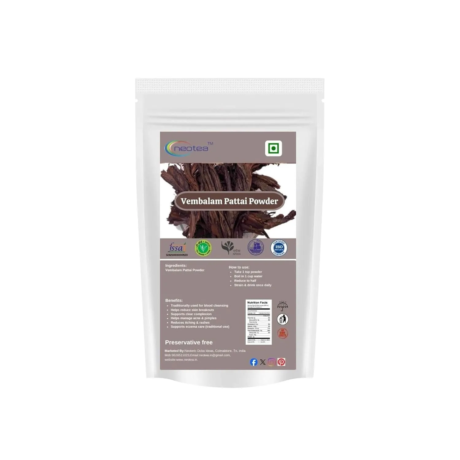 Vembalam Pattai Powder | Natural Vembalam Bark Powder | Traditionally Used Herbal Ingredient | Finely Ground, Pure & Carefully Processed | Suitable for Traditional Home Practices