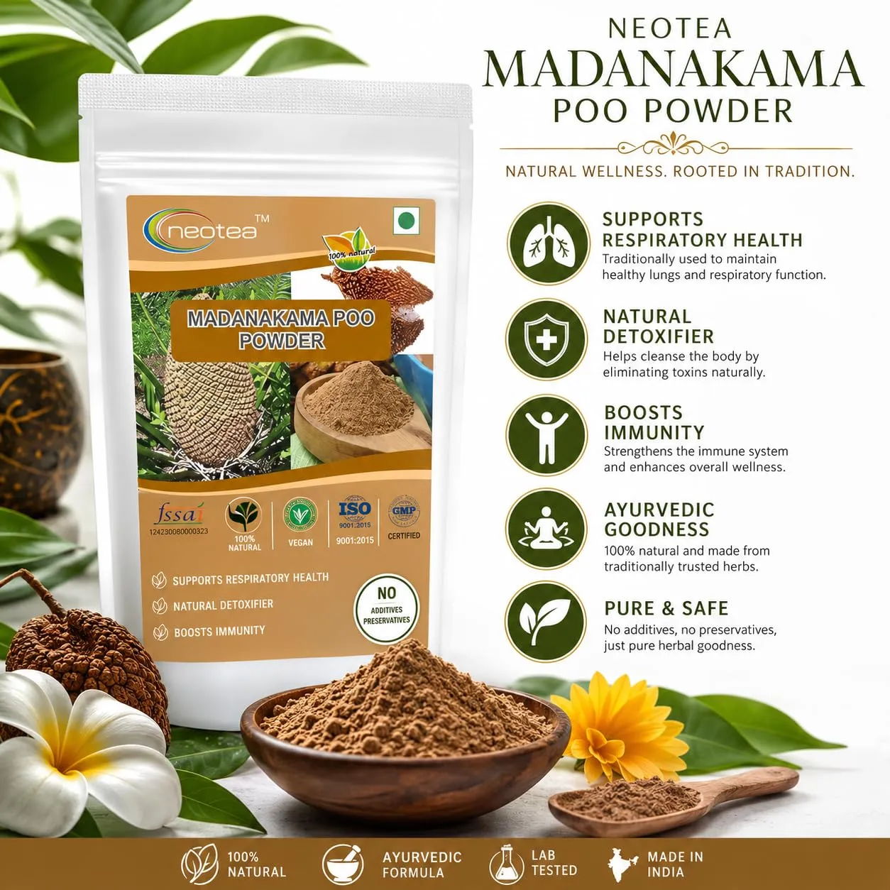 Madhanakama Poo Powder | 100% Natural Dried Flower Powder | Finely Ground Herbal Flower Powder | Traditional Indian Botanical Ingredient | Carefully Processed & Packed