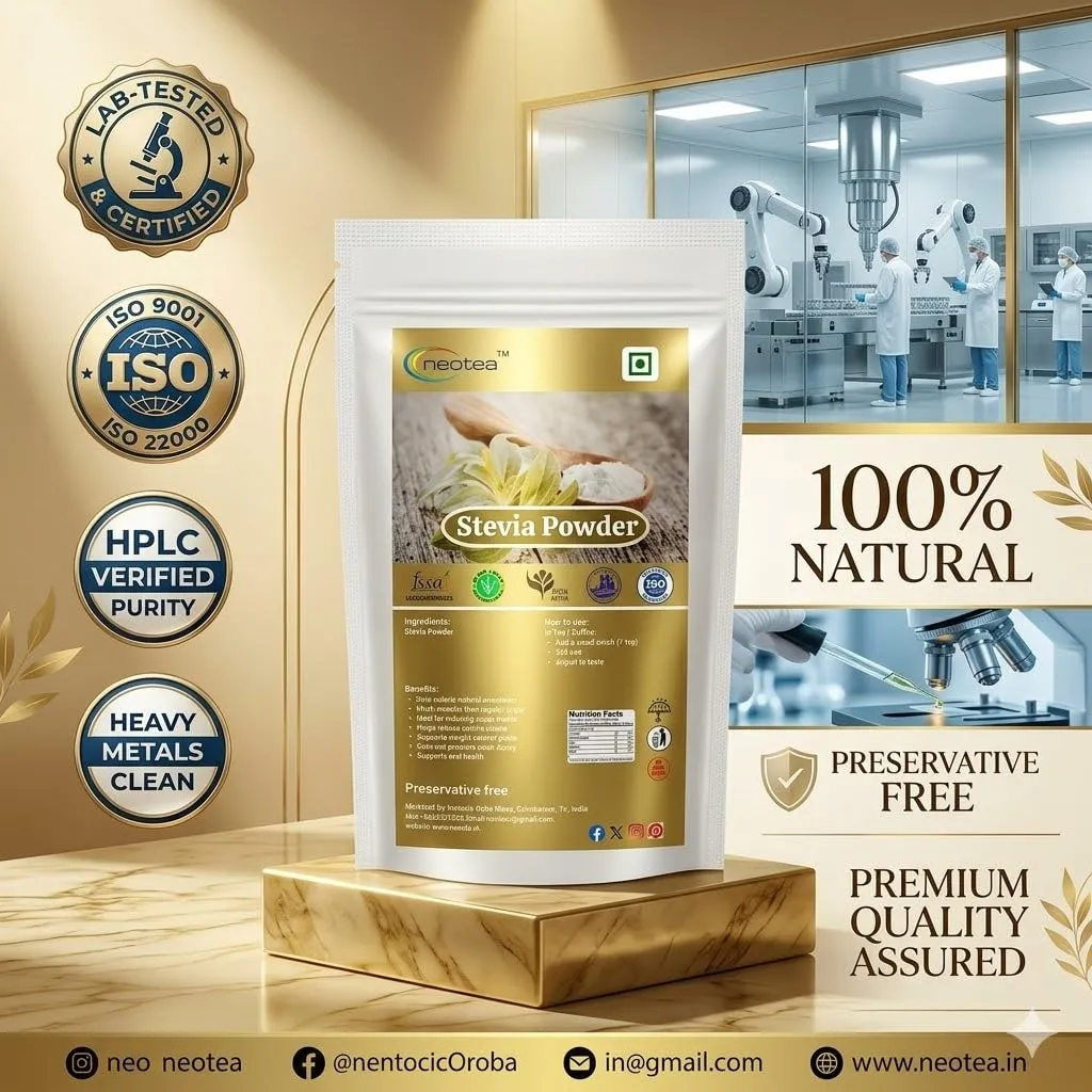 Stevia Powder Natural Sweetener, Plant-Based Sweetening Ingredient, Finely Ground Stevia Leaf Powder for Tea, Coffee, Beverages, Desserts & Everyday Food Preparation, 100% Natural