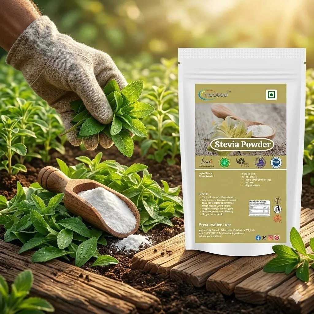Stevia Powder Natural Sweetener, Plant-Based Sweetening Ingredient, Finely Ground Stevia Leaf Powder for Tea, Coffee, Beverages, Desserts & Everyday Food Preparation, 100% Natural