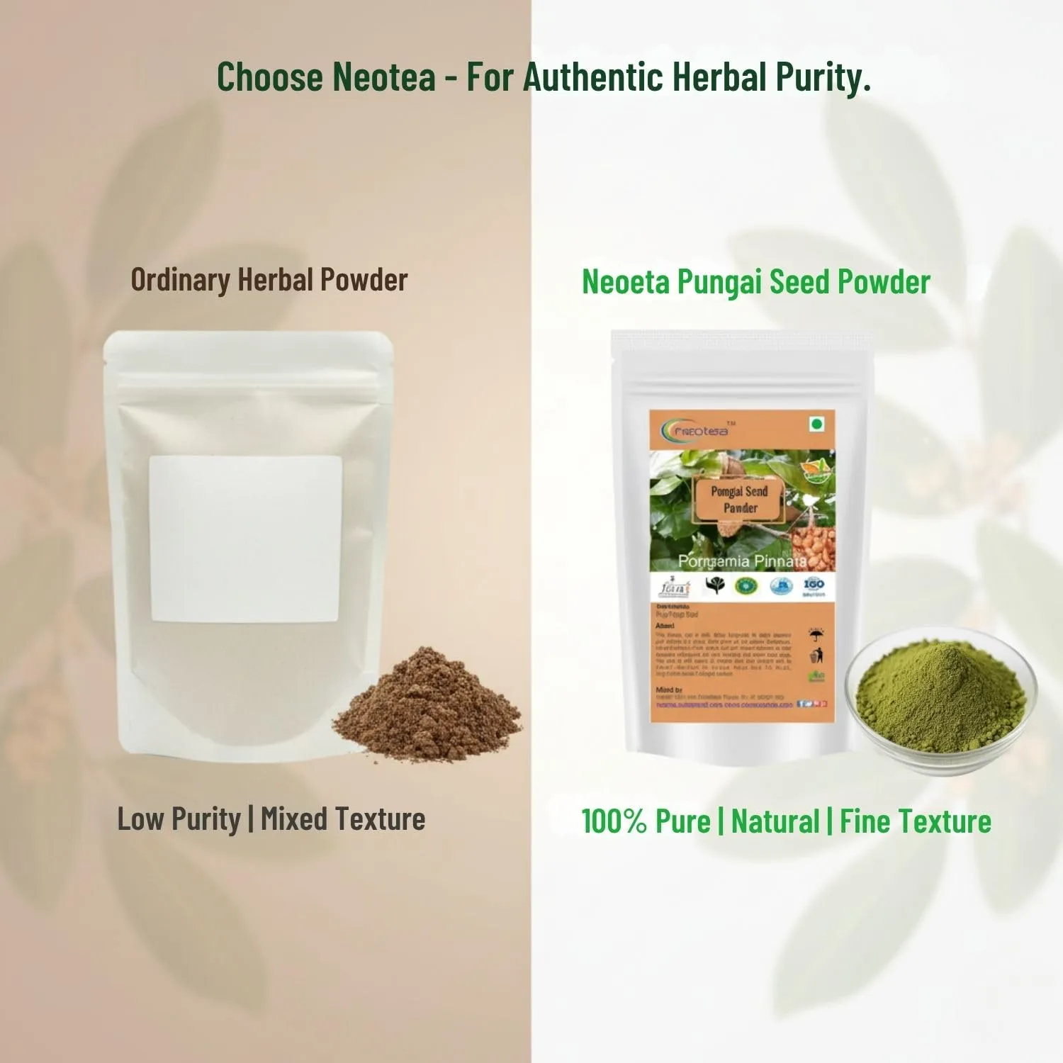 Pungai Seed Powder | Pongamia Pinnata Seed Powder | Finely Ground Natural Herbal Powder | Traditionally Used Botanical Ingredient | For Everyday Herbal & Personal Care Uses | 100% Natural