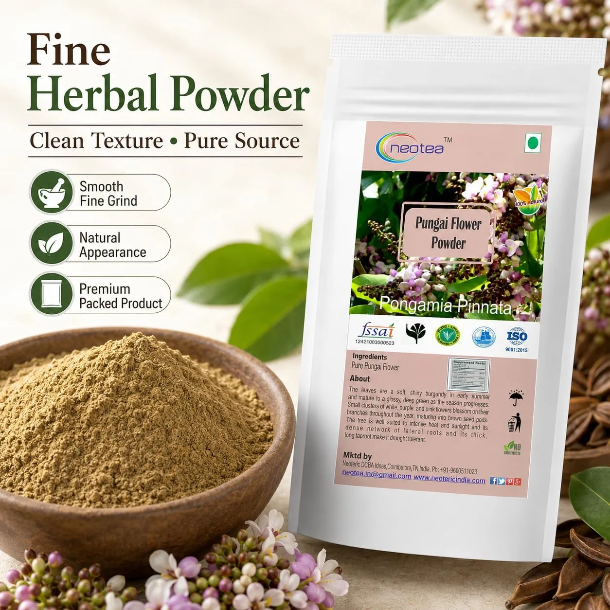 Pungai Flower Powder | 100% Natural Dried Pungai Poo Powder | Finely Ground Herbal Flower Powder | Traditional Botanical Ingredient for Everyday Use | Carefully Processed & Packed