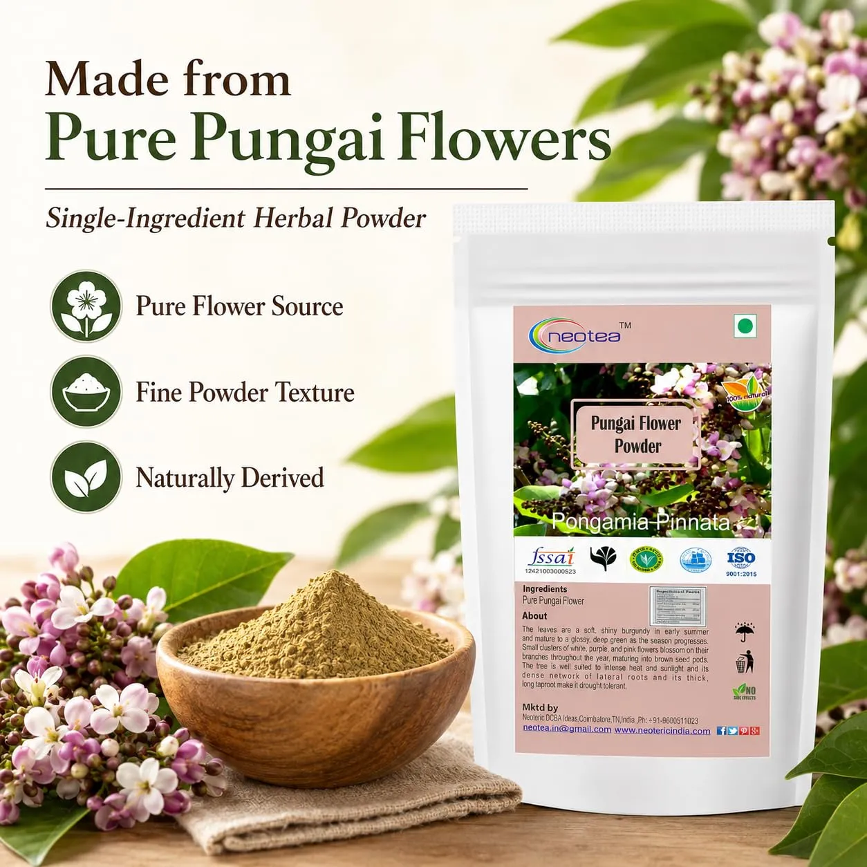 Pungai Flower Powder | 100% Natural Dried Pungai Poo Powder | Finely Ground Herbal Flower Powder | Traditional Botanical Ingredient for Everyday Use | Carefully Processed & Packed