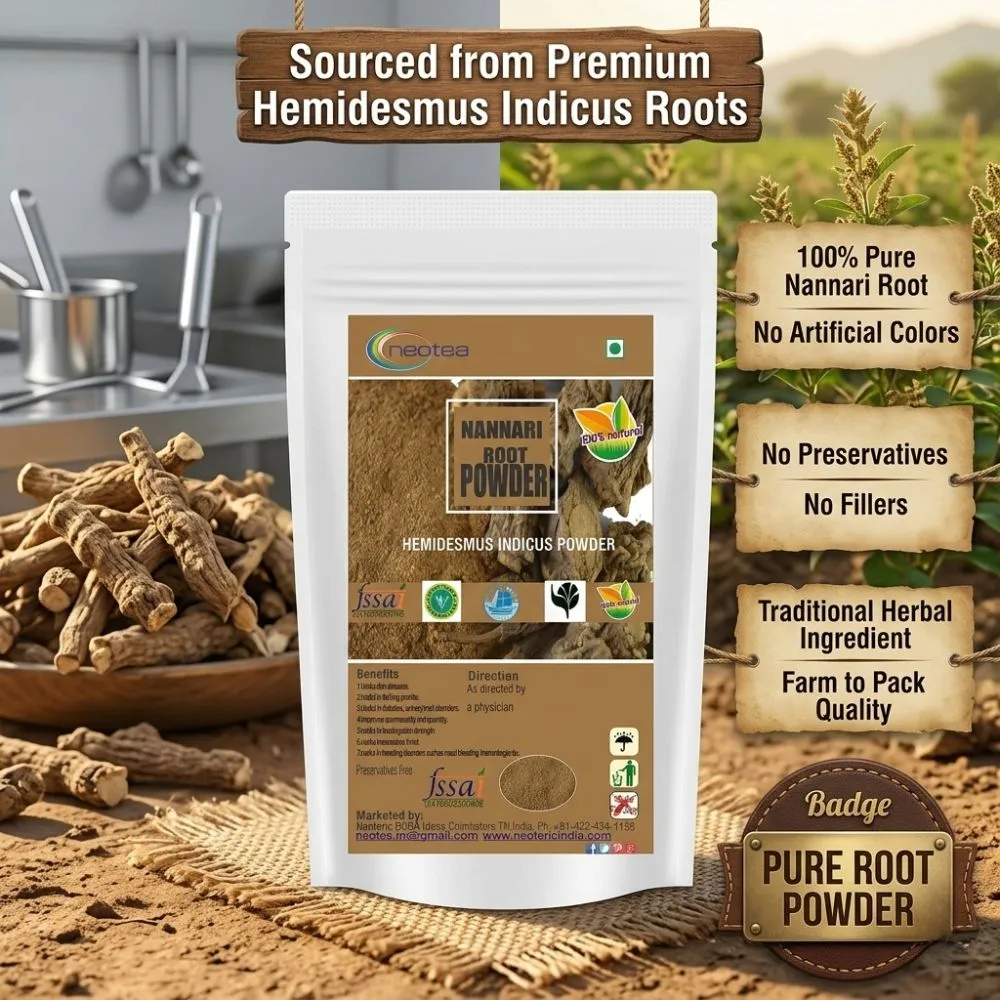 Nannari Root Powder 100% Natural Indian Sarsaparilla Powder | Nannari Churna | Herbal Wellness Powder | Traditionally Used for Refreshing Drinks
