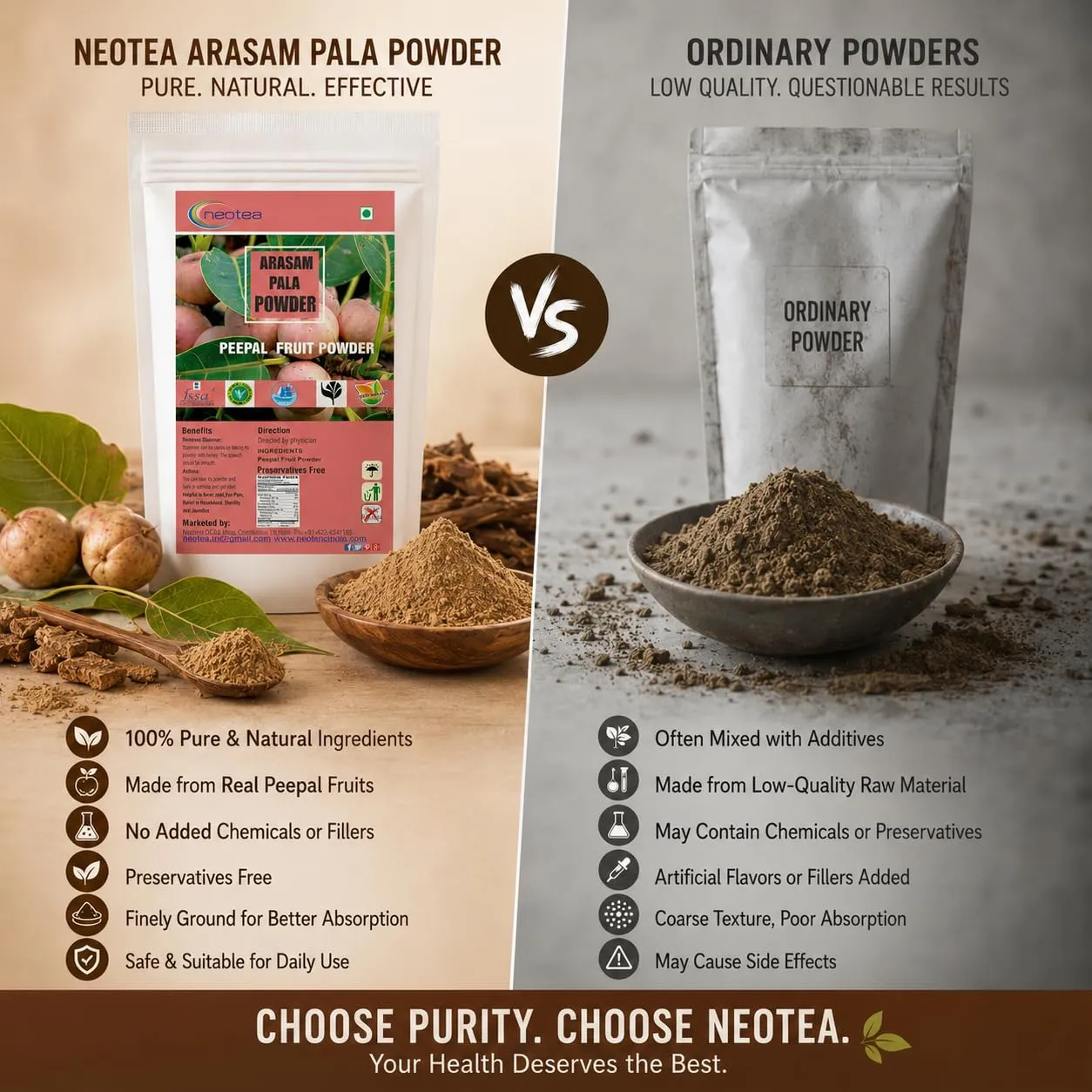 Peepal Tree Fruit Powder | Arasam Pazham Ficus Religiosa | Helpful for Cough Pitta Burning Sensation and Vomiting | 100% Pure and Natural and Sweet | Direct Source From Farmers