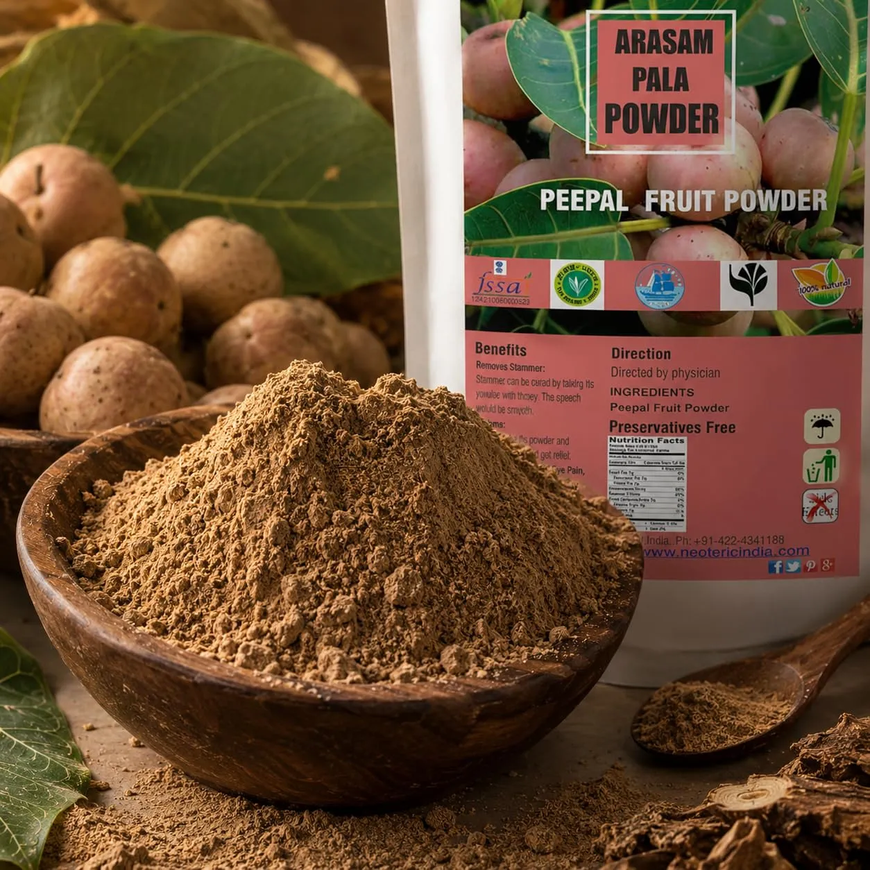 Peepal Tree Fruit Powder | Arasam Pazham Ficus Religiosa | Helpful for Cough Pitta Burning Sensation and Vomiting | 100% Pure and Natural and Sweet | Direct Source From Farmers