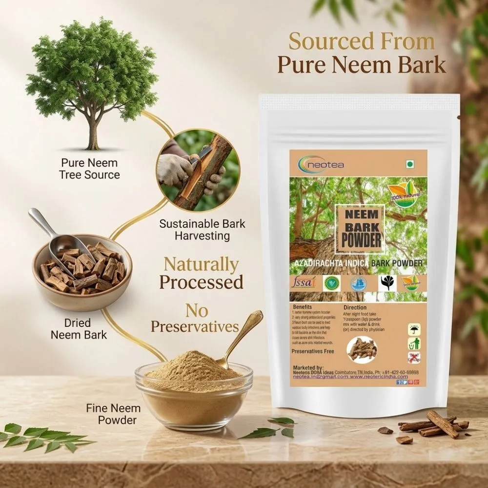 Neem Bark Powder 100% Natural Neem Tree Bark Herbal Powder | Traditionally Used Ayurvedic Ingredient | Supports Natural Wellness & Daily Herbal Lifestyle