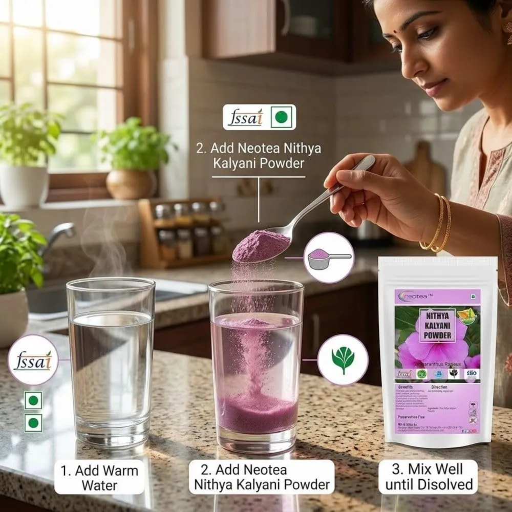 Nithya Kalyani Powder | Periwinkle Powder | Sadabahar, Old Maid Flower, Annual Vinca, Madagascar Rose | 100% Natural Ayurvedic Herbal Powder for Wellness