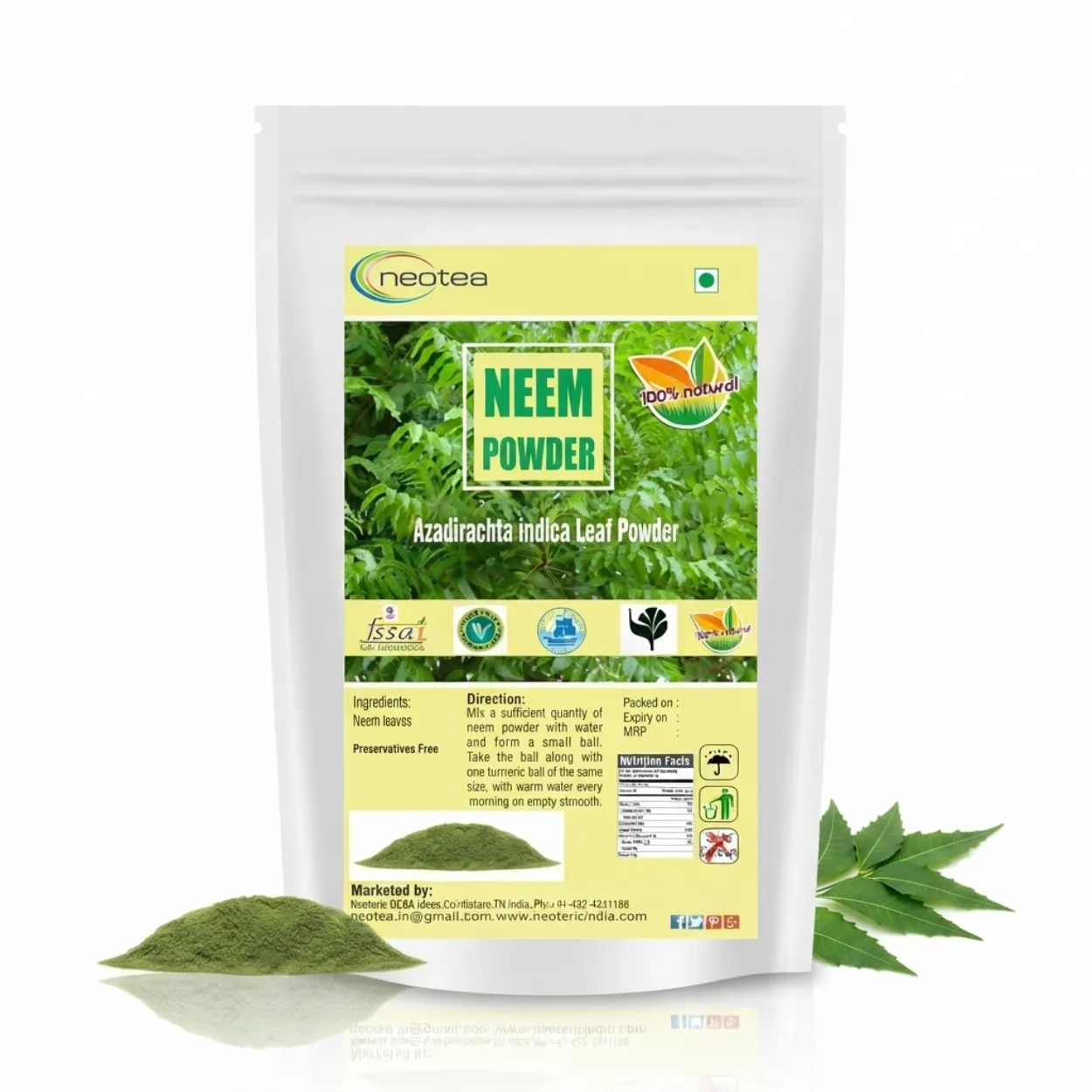 Neem Leaf Powder 100% Natural & Pure Neem Patta Powder, Herbal Ayurvedic Wellness Powder, Traditionally Used Neem Leaves, For Daily Wellness & Personal Care