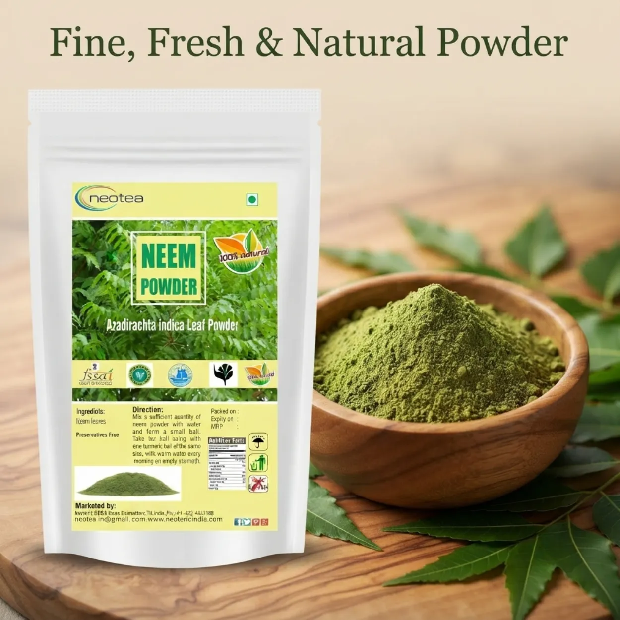 Neem Leaf Powder 100% Natural & Pure Neem Patta Powder, Herbal Ayurvedic Wellness Powder, Traditionally Used Neem Leaves, For Daily Wellness & Personal Care