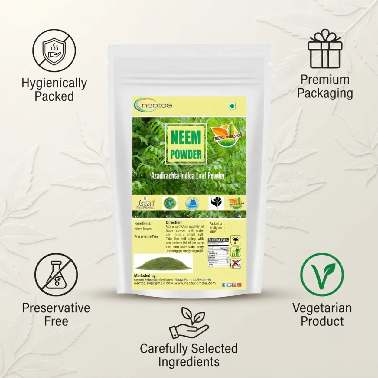 Neem Leaf Powder 100% Natural & Pure Neem Patta Powder, Herbal Ayurvedic Wellness Powder, Traditionally Used Neem Leaves, For Daily Wellness & Personal Care
