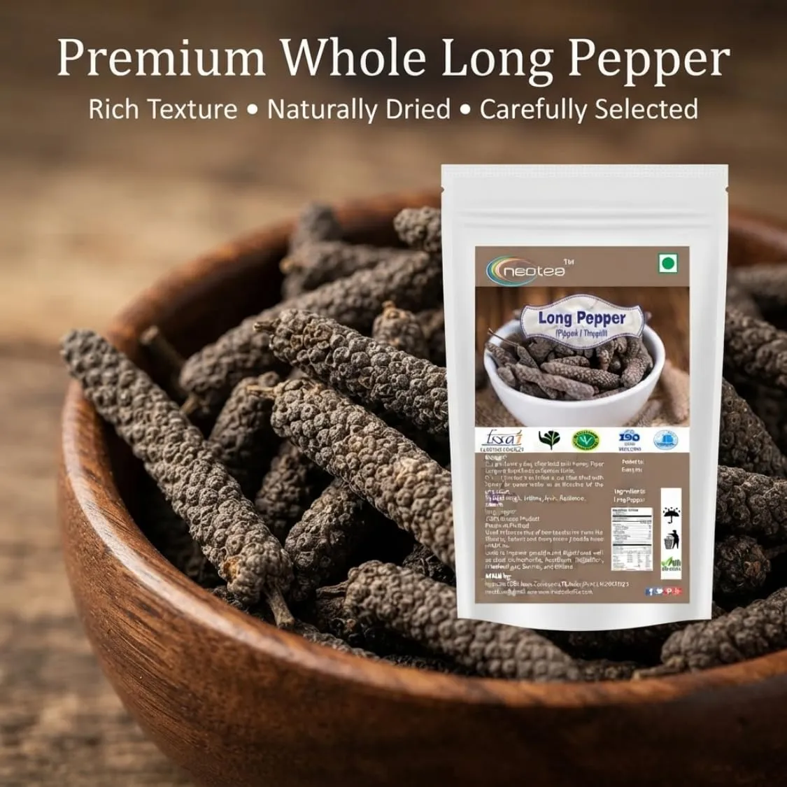 Long Pepper (Pippali) Powder | Piper Longum | 100% Natural Herbal Spice | Traditionally Used Indian Spice | Aromatic & Flavorful Ingredient for Cooking, Beverages & Homemade Preparations