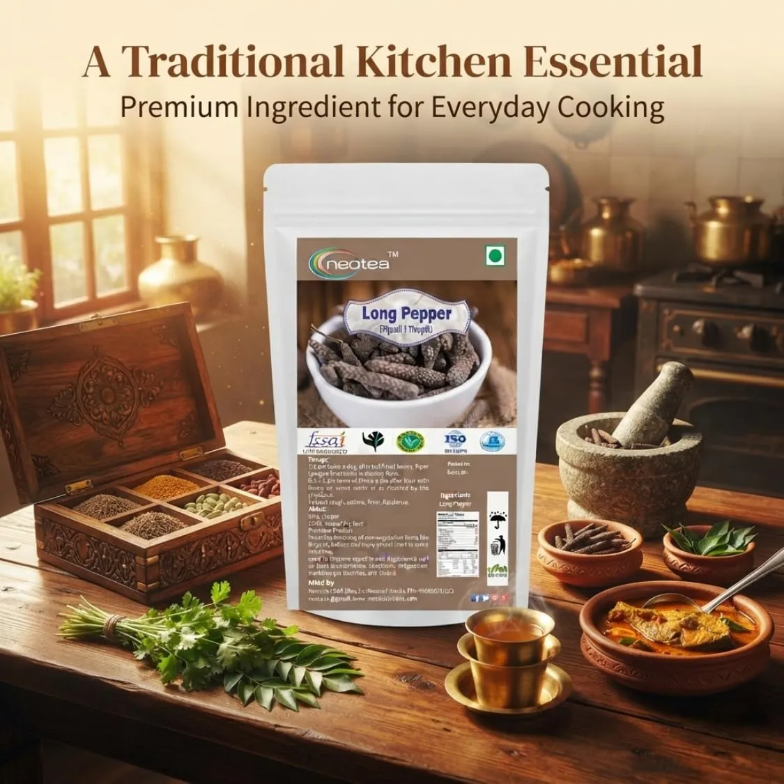 Long Pepper (Pippali) Powder | Piper Longum | 100% Natural Herbal Spice | Traditionally Used Indian Spice | Aromatic & Flavorful Ingredient for Cooking, Beverages & Homemade Preparations