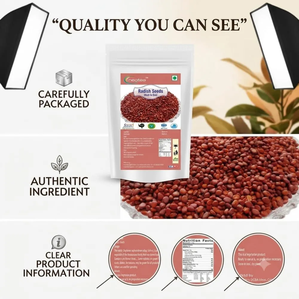 Radish Seeds (Mullangi Vidhai) | 100% Natural Whole Radish Seeds | Carefully Selected & Hygienically Packed | Traditional Ingredient for Everyday Cooking & Herbal Preparations | Premium Quality