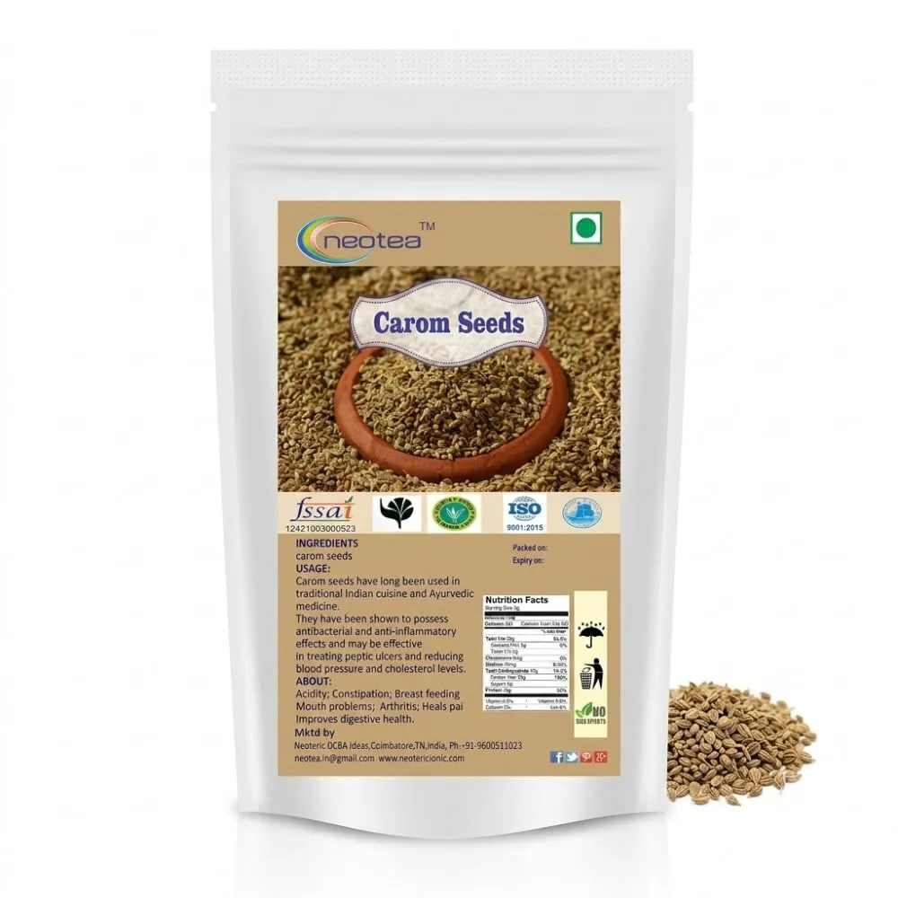 Carom Seeds (Ajwain) | 100% Natural Whole Carom Seeds | Premium Quality Ajwain for Cooking, Seasoning & Traditional Recipes | Aromatic Indian Spice for Everyday Kitchen Use | Carefully Packed