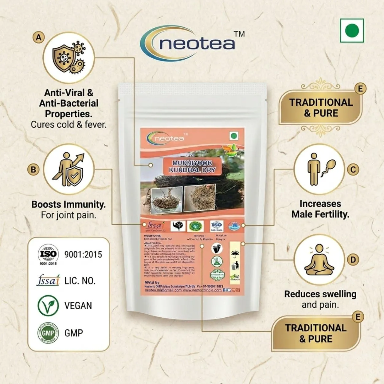 Muthiyar Koonthal Powder | Traditional Herbal Powder | Naturally Sourced & Finely Ground | Pure Plant-Based Ingredient for Traditional Beauty & Personal Care Routines | Carefully Packed | 100% Natural