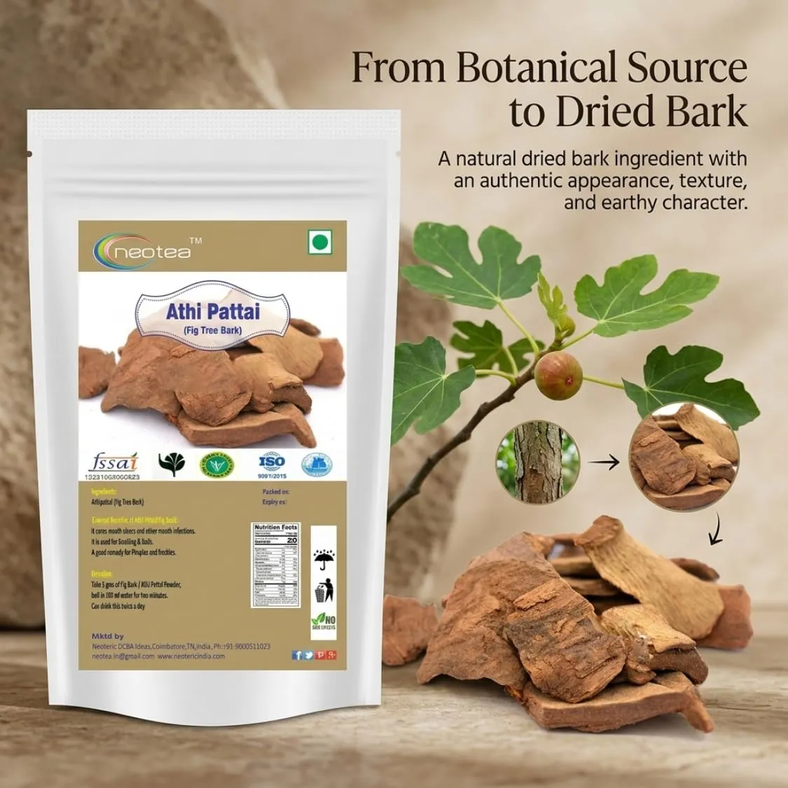 Fig Tree Bark Powder | Ficus Bark Herbal Powder | 100% Natural Fig Tree Bark | Traditionally Used Botanical Ingredient | Finely Milled & Carefully Packed | Natural Plant-Based Powder