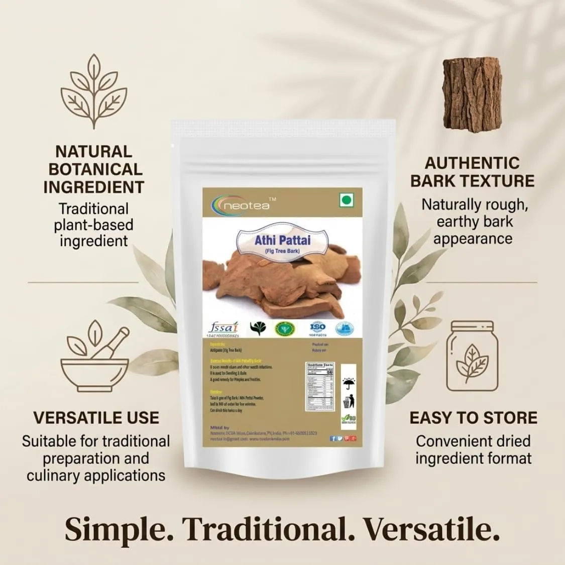 Fig Tree Bark Powder | Ficus Bark Herbal Powder | 100% Natural Fig Tree Bark | Traditionally Used Botanical Ingredient | Finely Milled & Carefully Packed | Natural Plant-Based Powder
