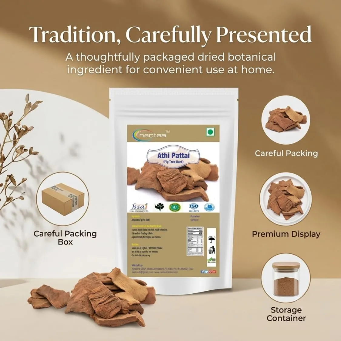 Fig Tree Bark Powder | Ficus Bark Herbal Powder | 100% Natural Fig Tree Bark | Traditionally Used Botanical Ingredient | Finely Milled & Carefully Packed | Natural Plant-Based Powder