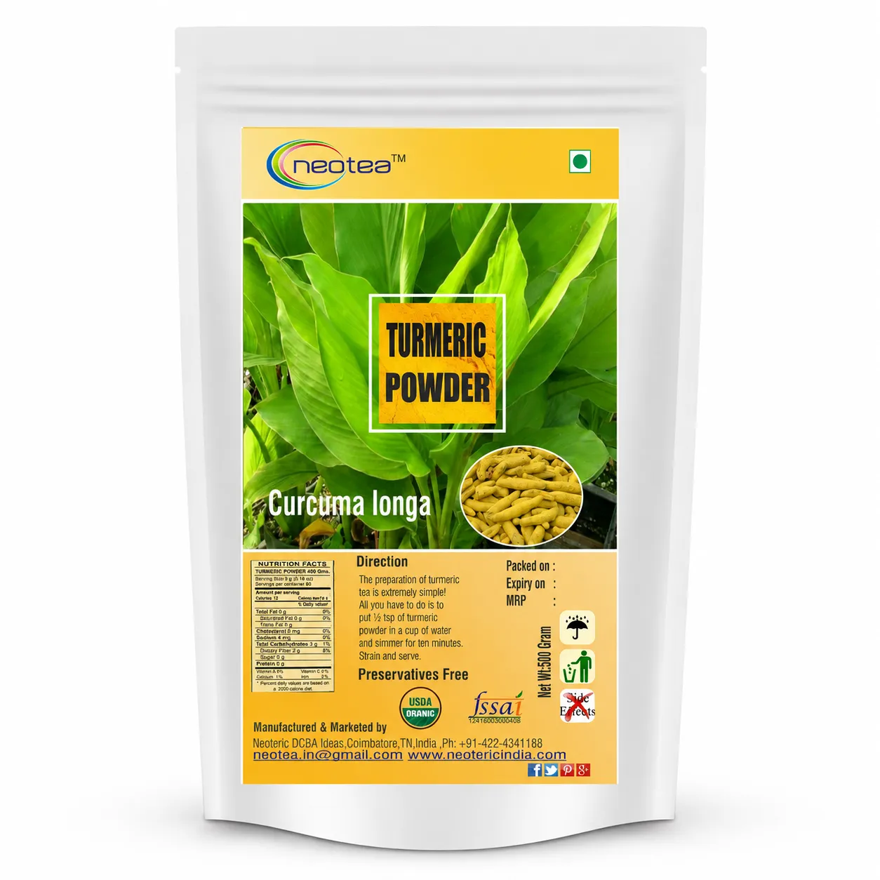 Turmeric Powder | 100% Natural Haldi Powder | Pure Finely Ground Turmeric | Premium Quality Golden Yellow Spice for Indian Cooking, Curries, Rice, Dal, Traditional Recipes & Daily Wellness