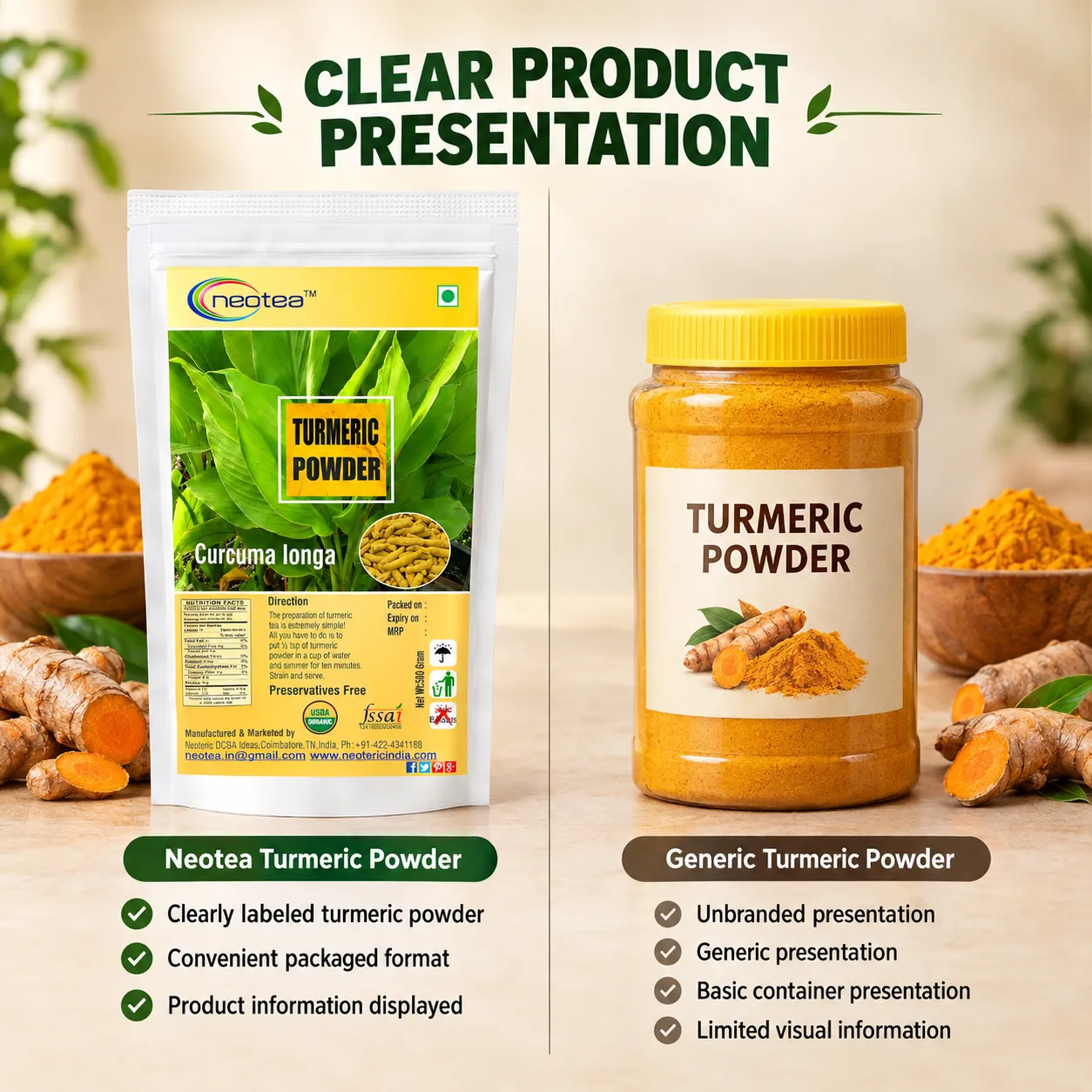 Turmeric Powder | 100% Natural Haldi Powder | Pure Finely Ground Turmeric | Premium Quality Golden Yellow Spice for Indian Cooking, Curries, Rice, Dal, Traditional Recipes & Daily Wellness