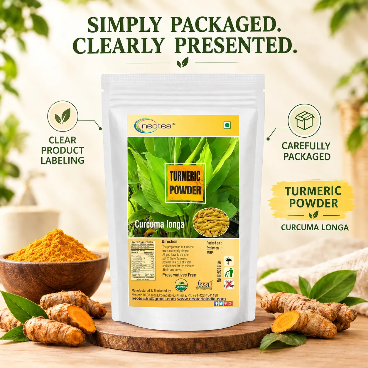 Turmeric Powder | 100% Natural Haldi Powder | Pure Finely Ground Turmeric | Premium Quality Golden Yellow Spice for Indian Cooking, Curries, Rice, Dal, Traditional Recipes & Daily Wellness