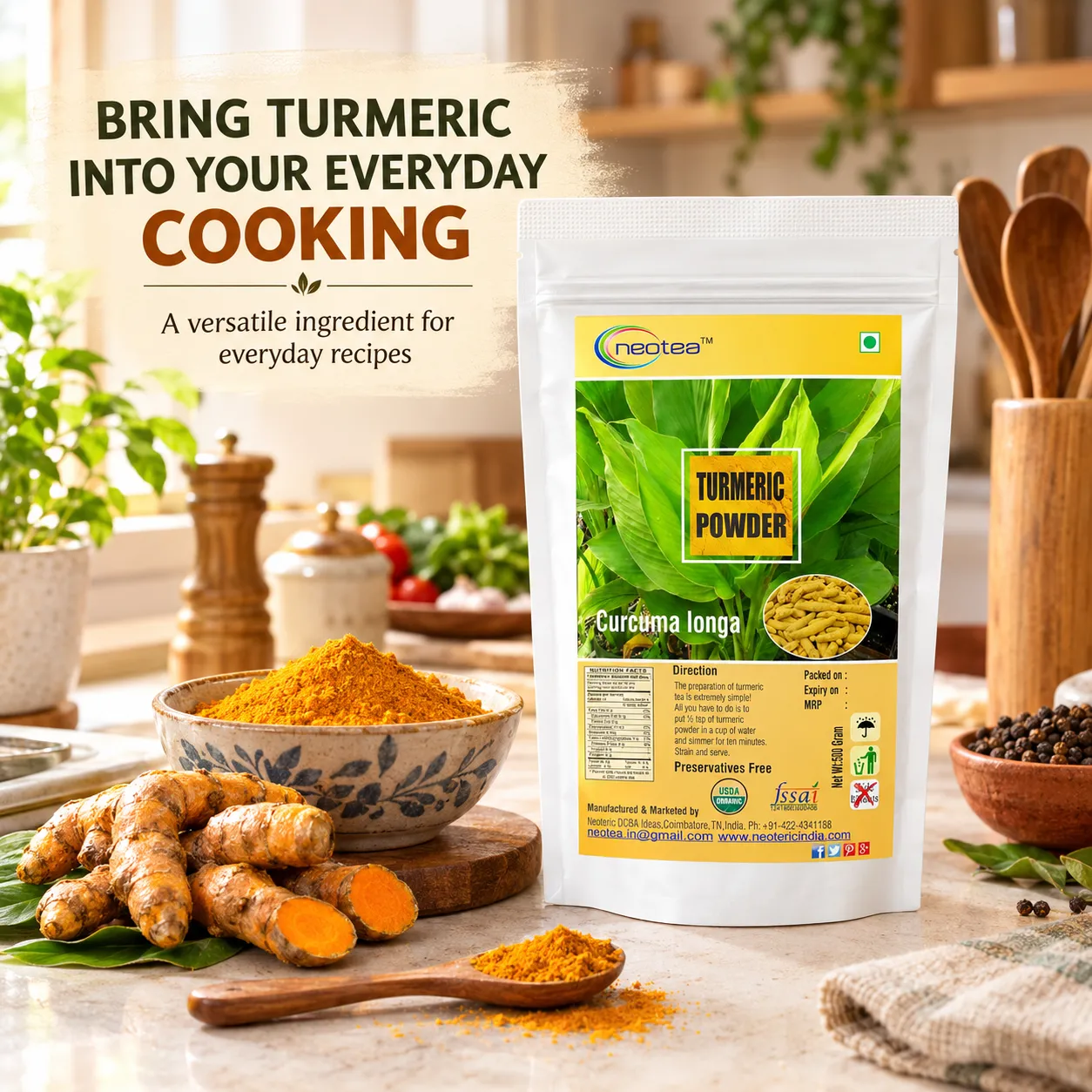 Turmeric Powder | 100% Natural Haldi Powder | Pure Finely Ground Turmeric | Premium Quality Golden Yellow Spice for Indian Cooking, Curries, Rice, Dal, Traditional Recipes & Daily Wellness