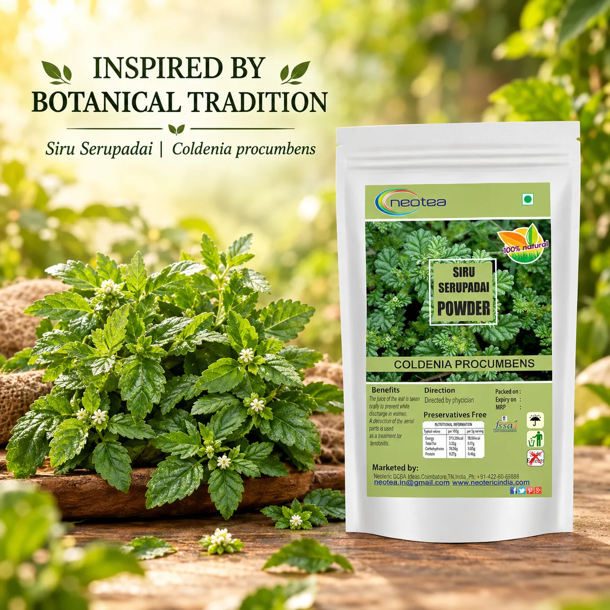 Siru Serupadai Powder | Coldenia Procumbens | Siru Seruppadai Herbal Powder | Traditional Siddha & Tamil Herb | Natural Herbal Ingredient | Finely Ground Plant Powder