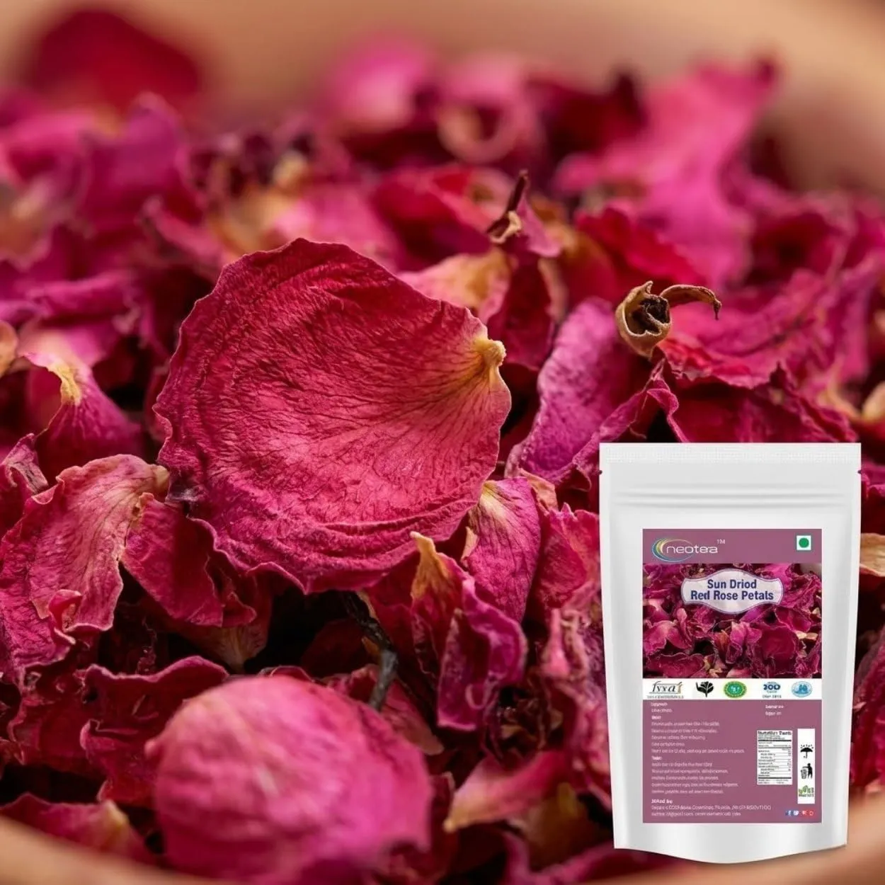 Dried Red Rose Petals 100% Natural Premium Quality Whole Rose Petals for Tea, Potpourri, Crafts, Decorations, DIY Projects, Floral Blends & Everyday Home Use